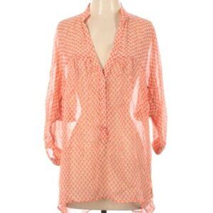 Plenty by Tracy Reese 100% Silk Sheer Top 3/4 Sleeve Size Small Oversized Fit